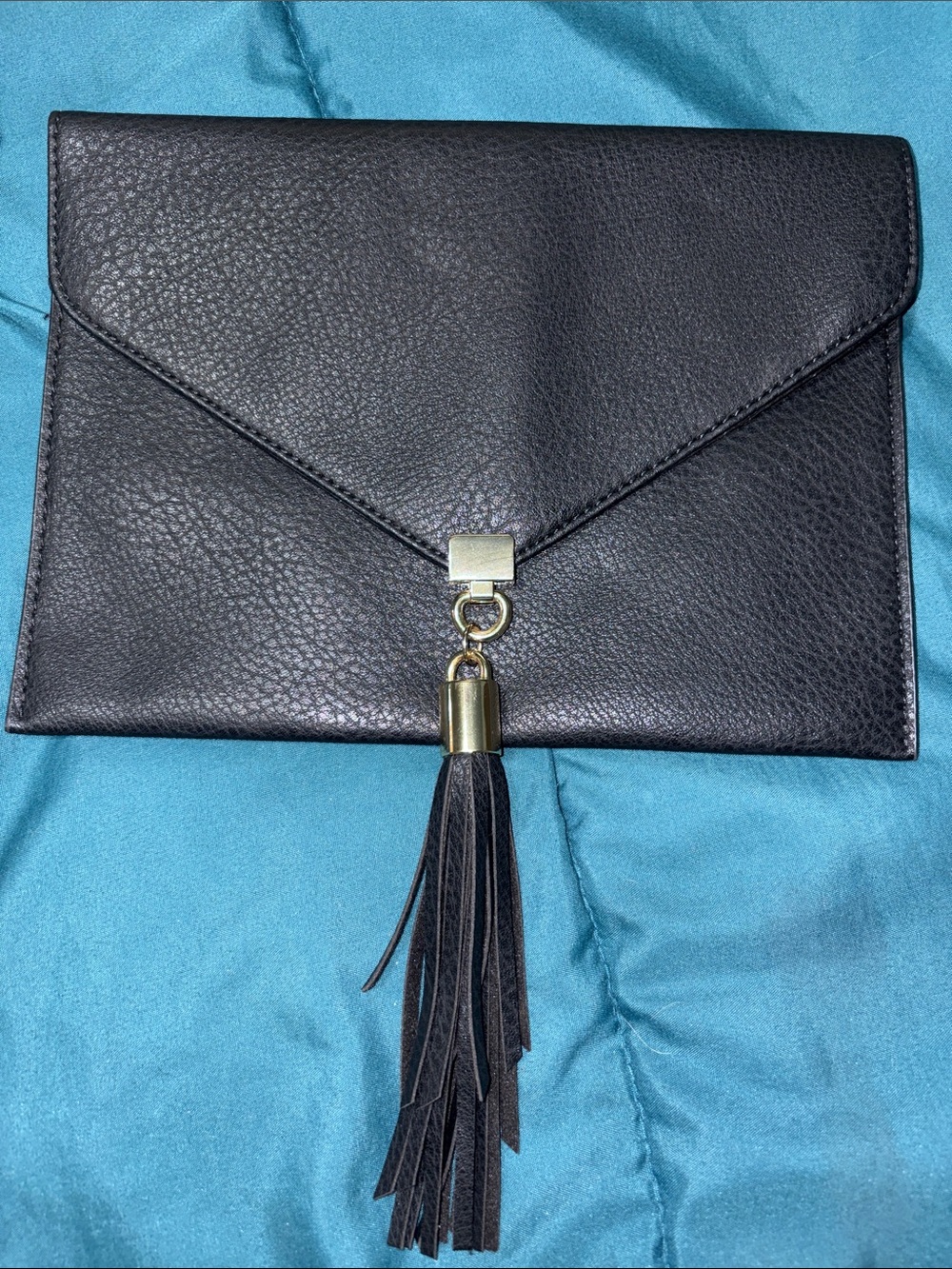 Steve Madden Black Envelope Clutch with Tassel